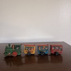 Vintage Tin Wind Up Comic Train Zig Zag Trail. Not Working